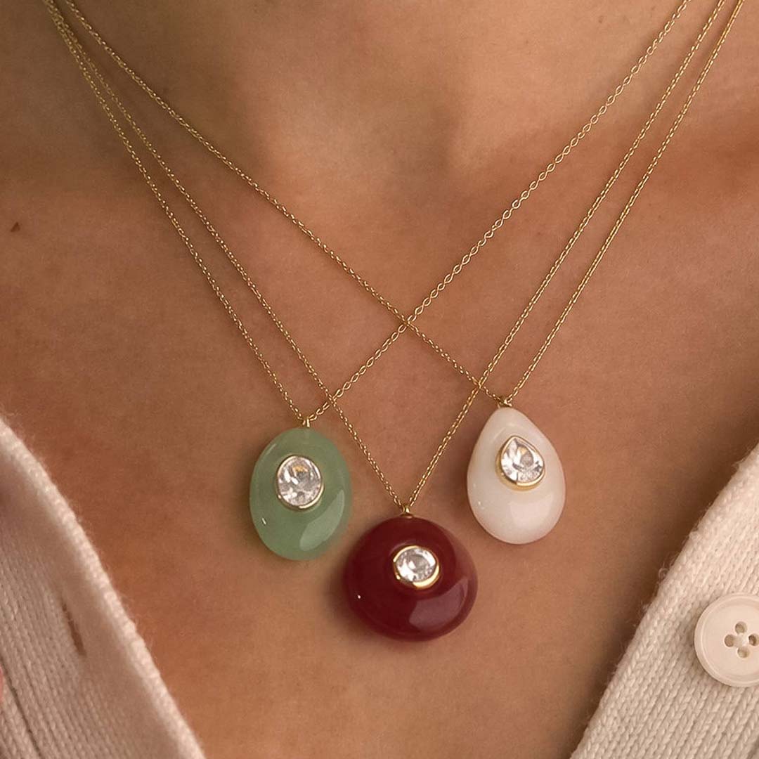 Attica Stone CZ Necklace | 18K Gold Red