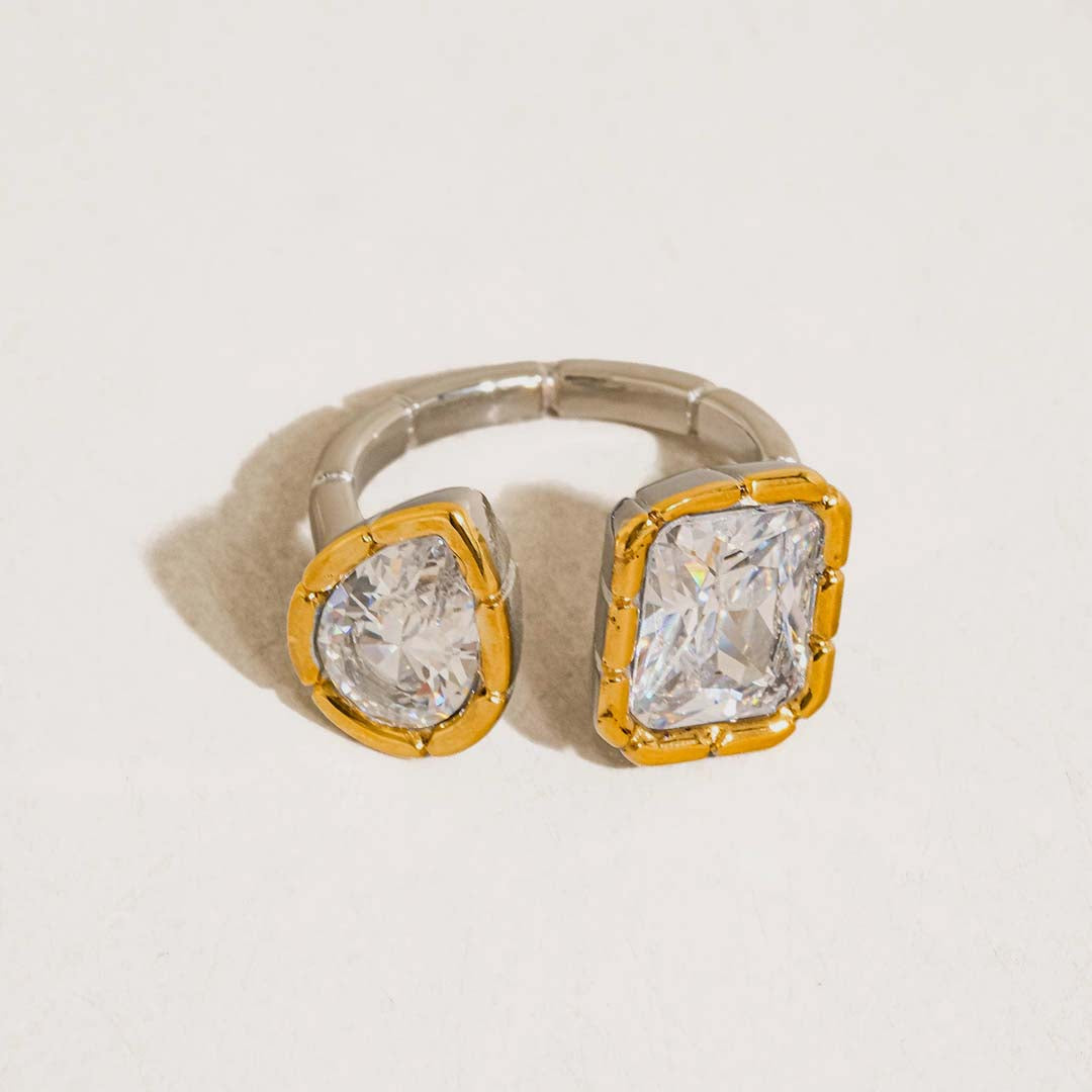 Serréa CZ Adjustable Ring | 18K Gold