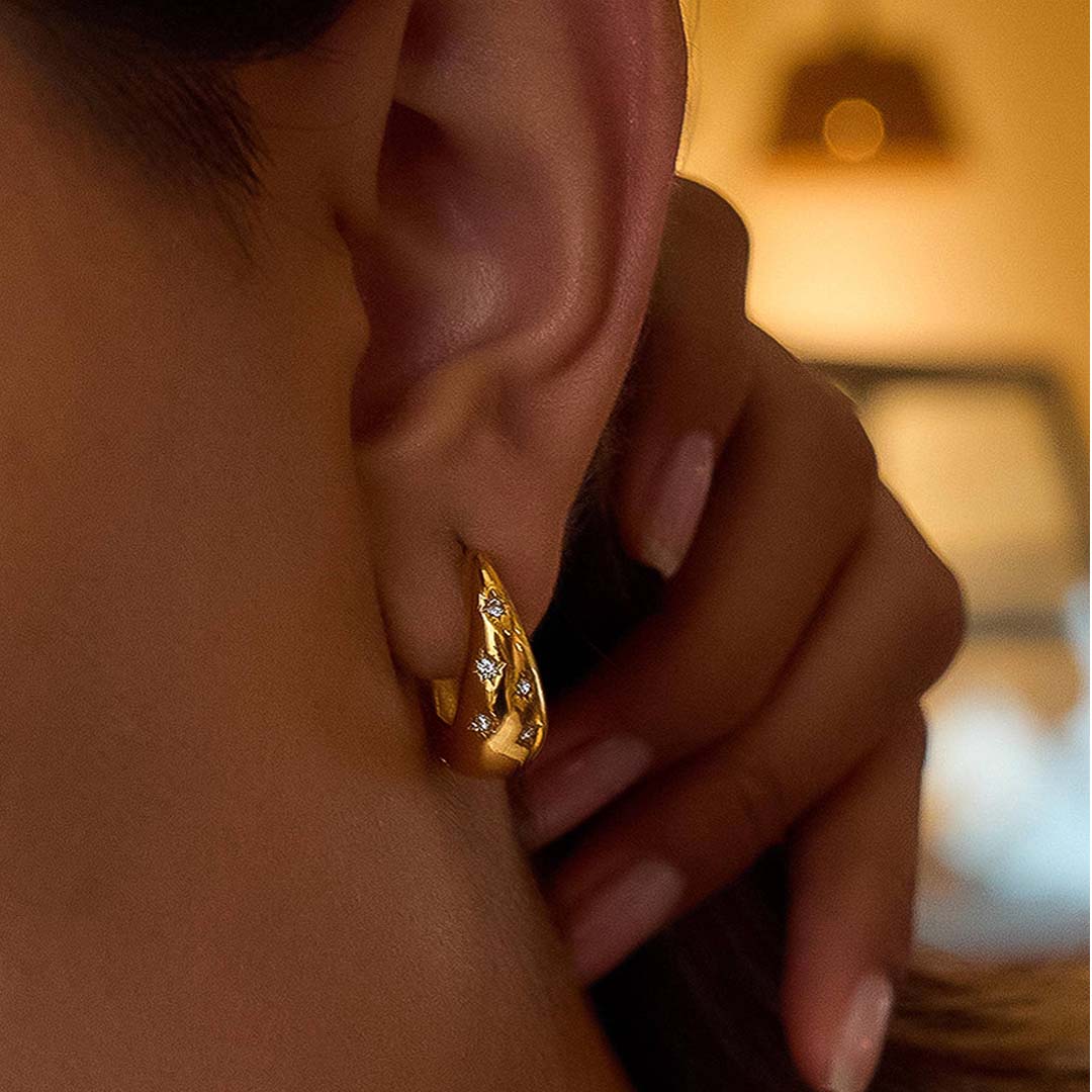 Solira Star Hoop Earring | 18K Gold