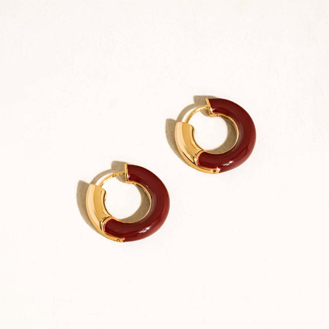 Odessa Vintage Enamel Hoop Earrings | Red