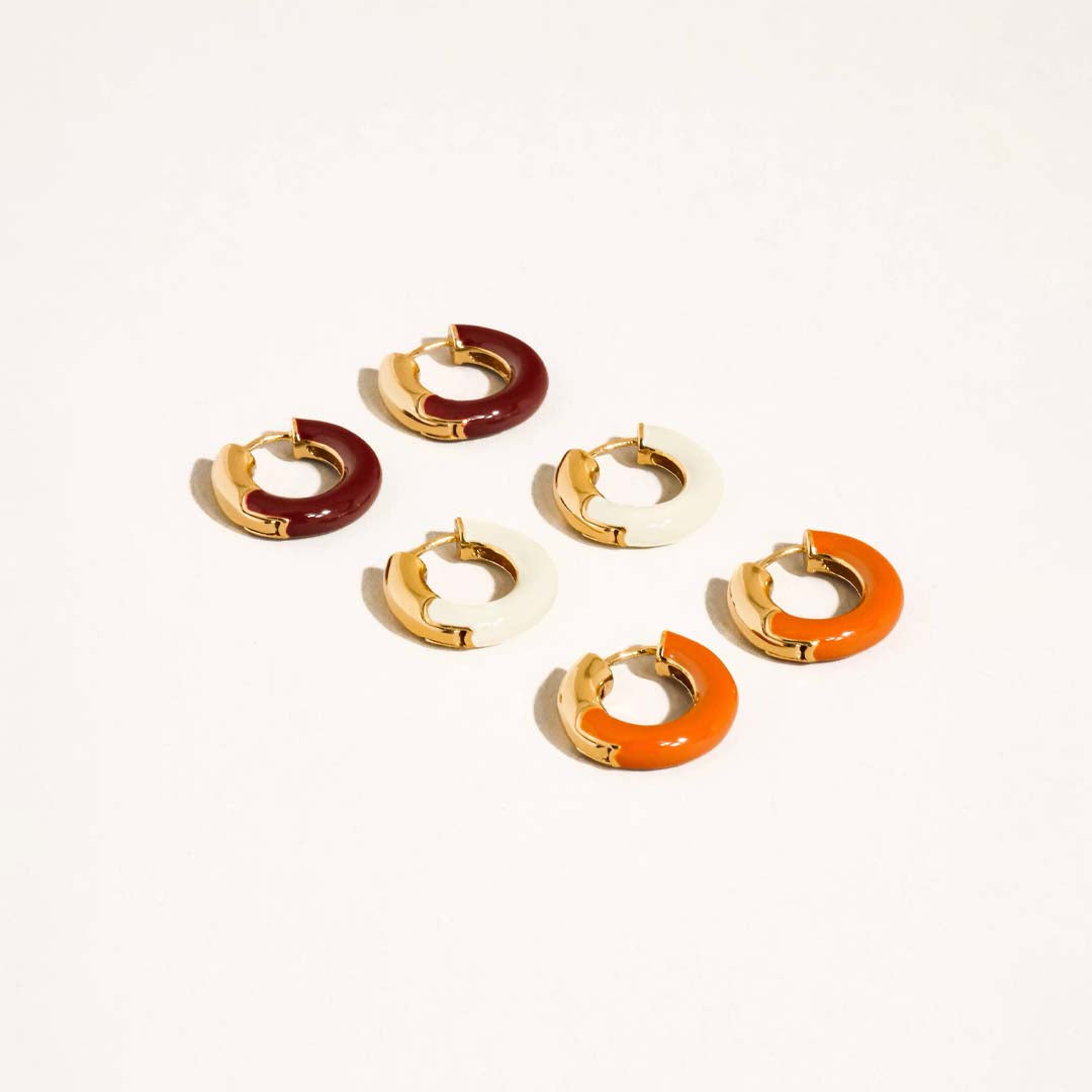 Odessa Vintage Enamel Hoop Earrings | White
