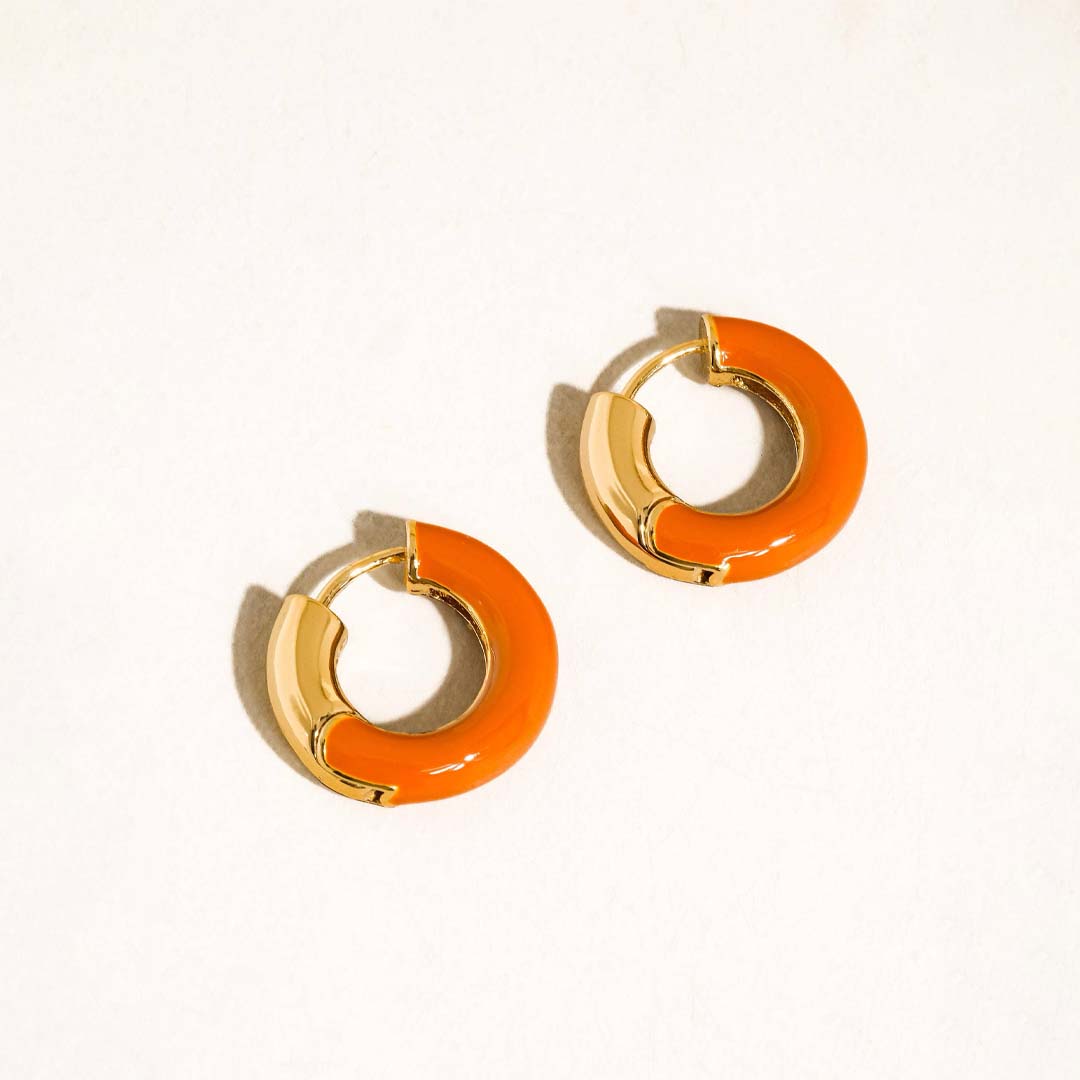 Odessa Vintage Enamel Hoop Earrings | Orange