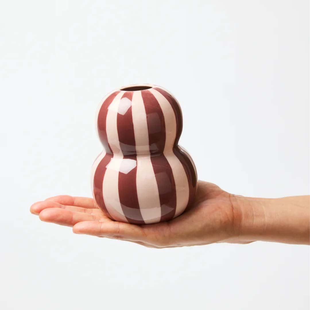 Fonda Vase | Burgundy Pink Stripe