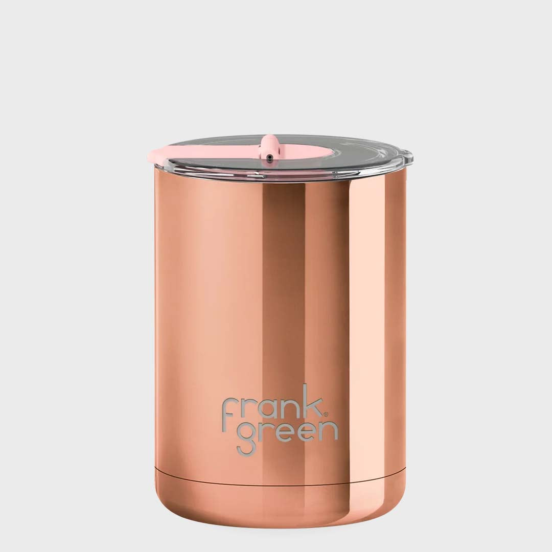 Ceramic Coffee Cup Hinged Lid | Rose Gold Pink