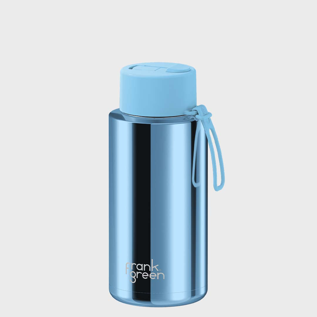 Ceramic Reusable Bottle (1 Litre) | Chrome Light Blue