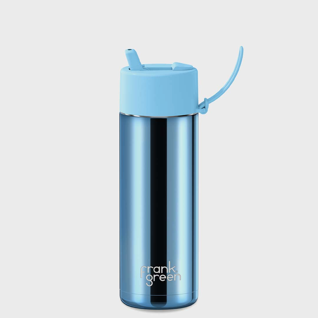 Ceramic Reusable Bottle (595ml) | Chrome Light Blue