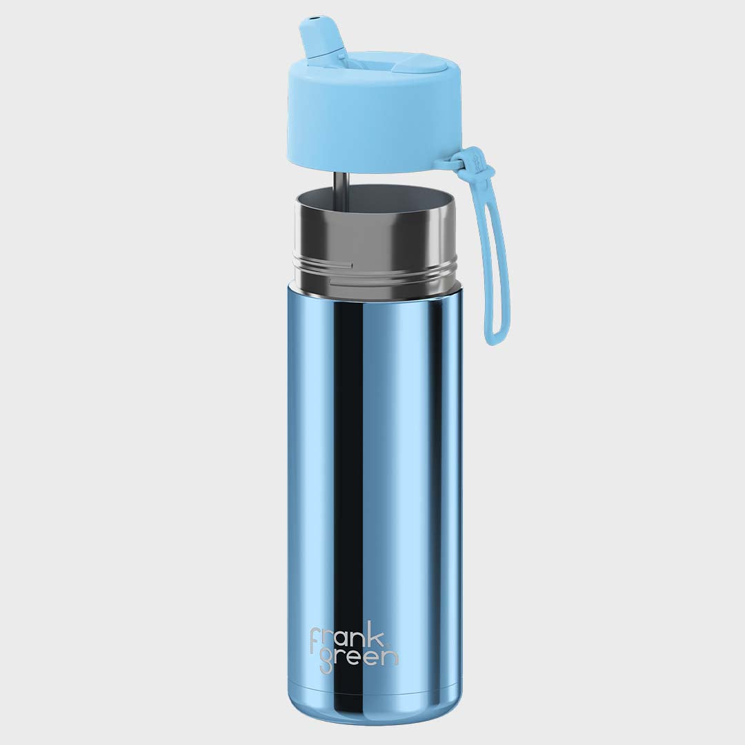 Ceramic Reusable Bottle (595ml) | Chrome Light Blue