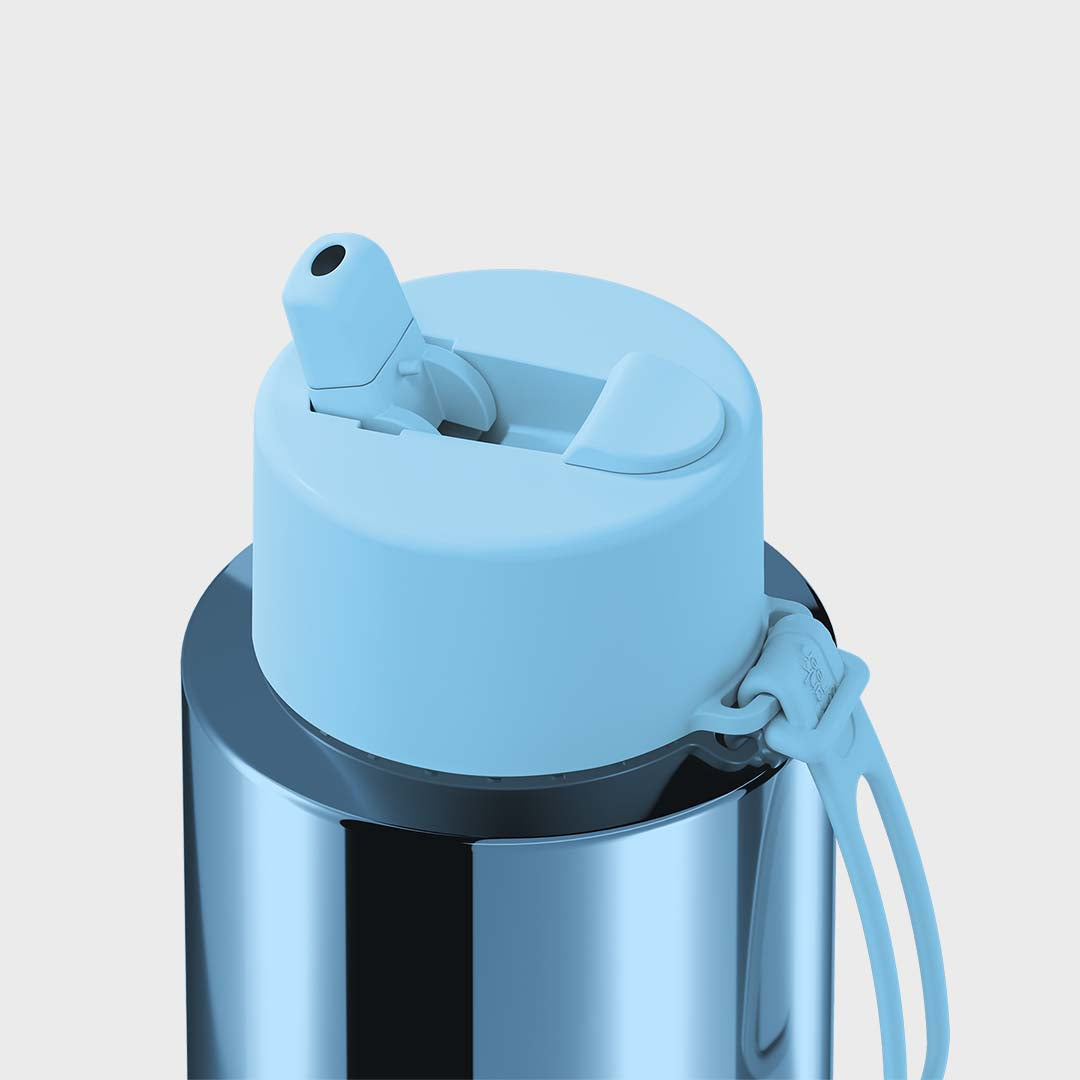 Ceramic Reusable Bottle (1 Litre) | Chrome Light Blue