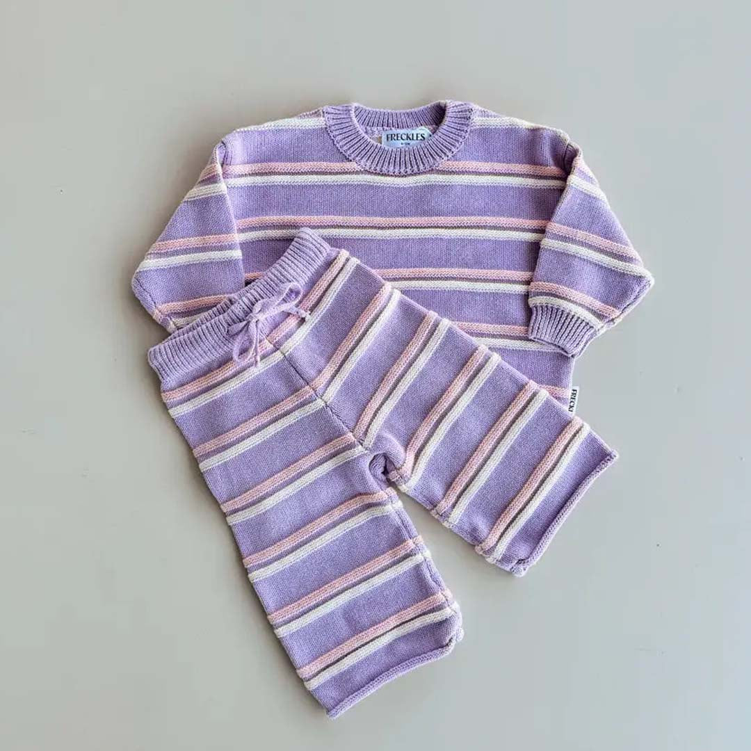 Raised Stripe Knit Set | Lilac Mist