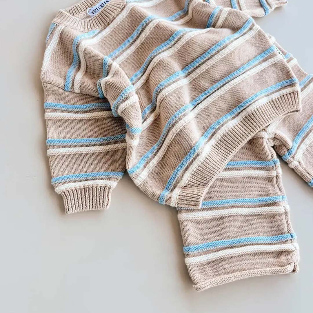 Raised Stripe Knit Set | Arctic Snow