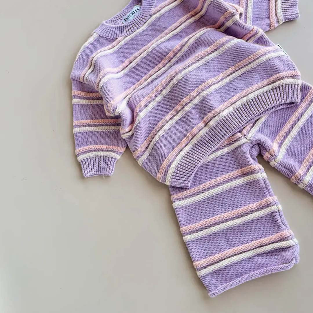 Raised Stripe Knit Set | Lilac Mist