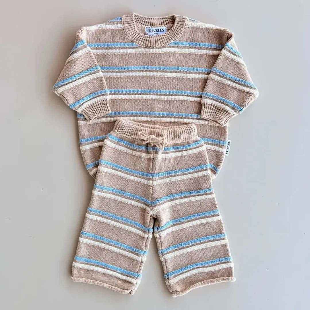 Raised Stripe Knit Set | Arctic Snow