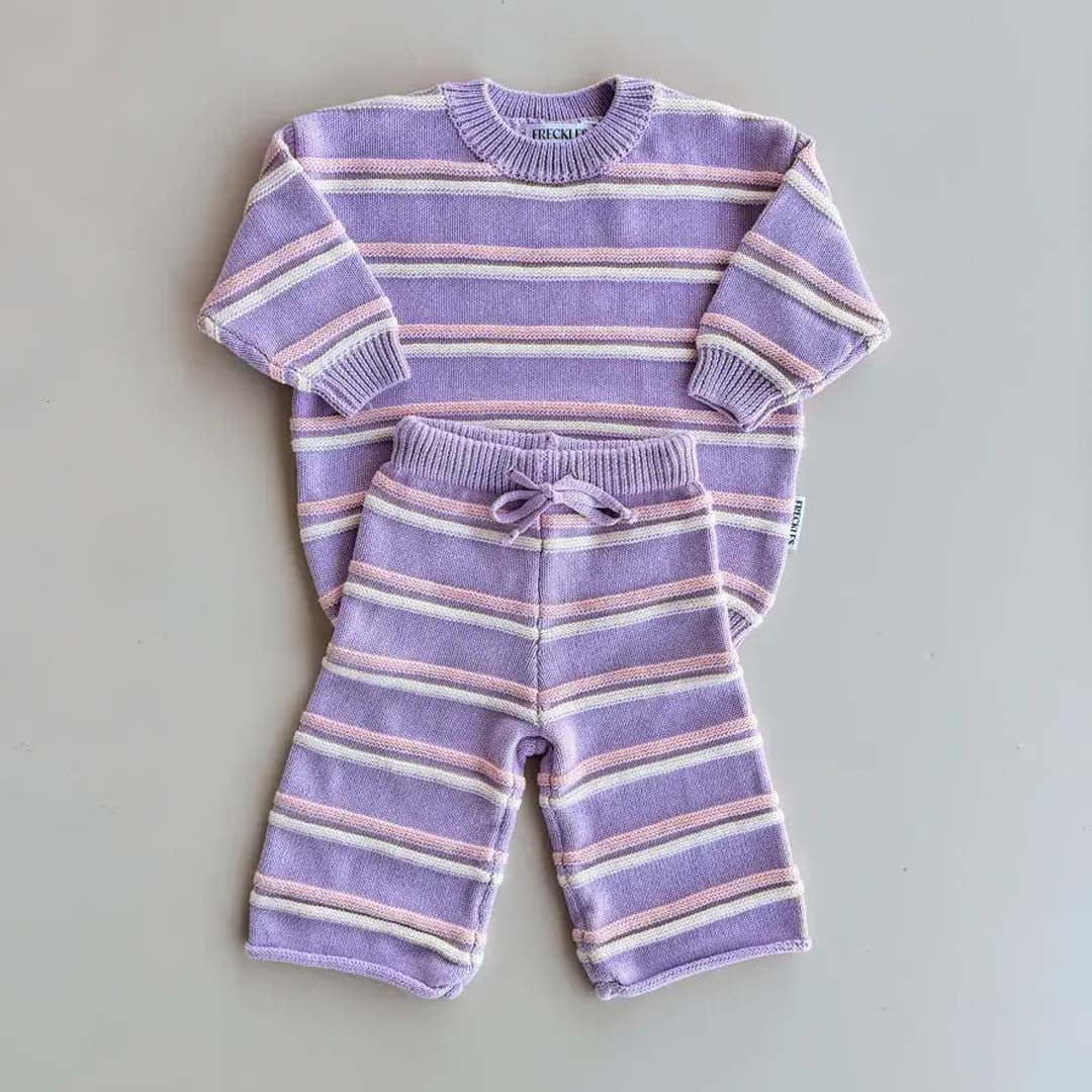 Raised Stripe Knit Set | Lilac Mist