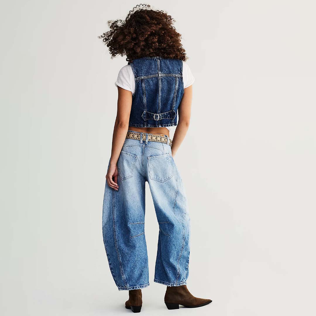 GOOD LUCK MID-RISE BARREL JEANS | BARNYARD BLUE