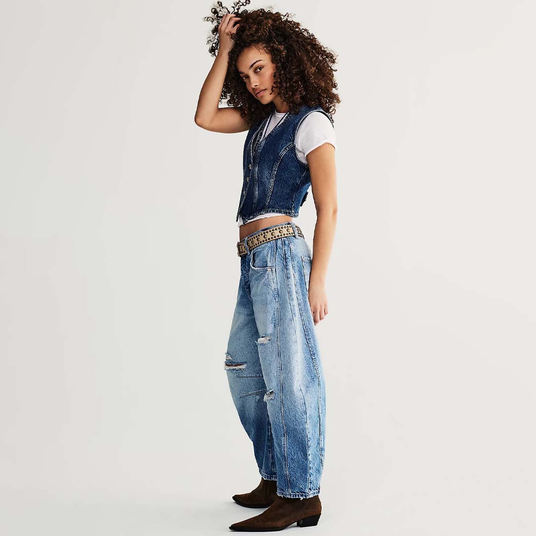 GOOD LUCK MID-RISE BARREL JEANS | BARNYARD BLUE