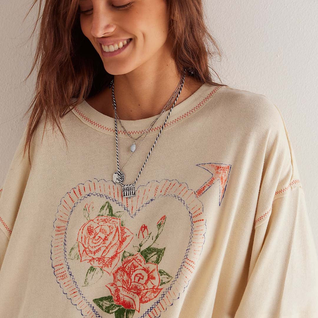 LOVE ROSE TEE | IVORY COMBO