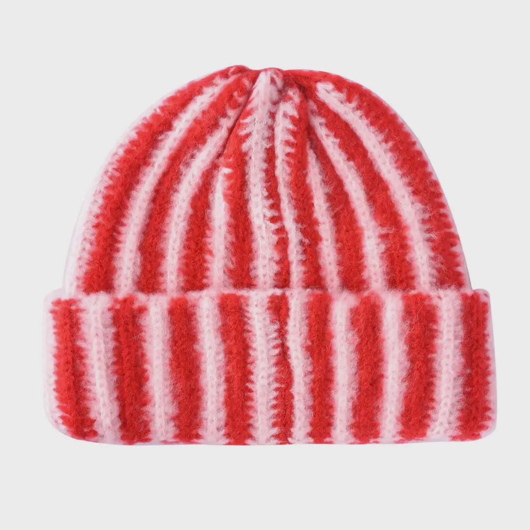 Haila Striped Cuffed Beanie | Cherry Blossom