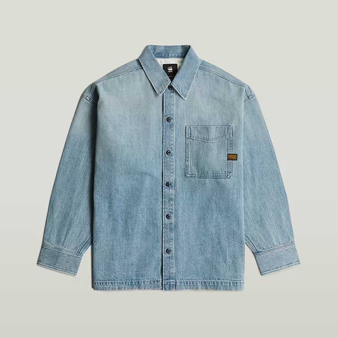 Boxy Fit Overshirt | Sun Faded Pacific Blue