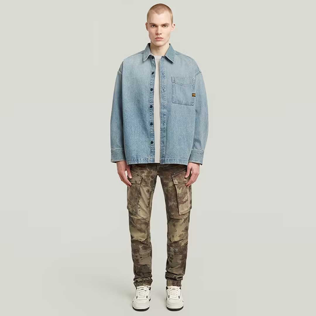 Boxy Fit Overshirt | Sun Faded Pacific Blue