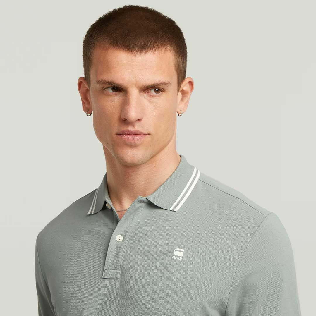 Duna Slim Stripe Polo | Iceberg Green