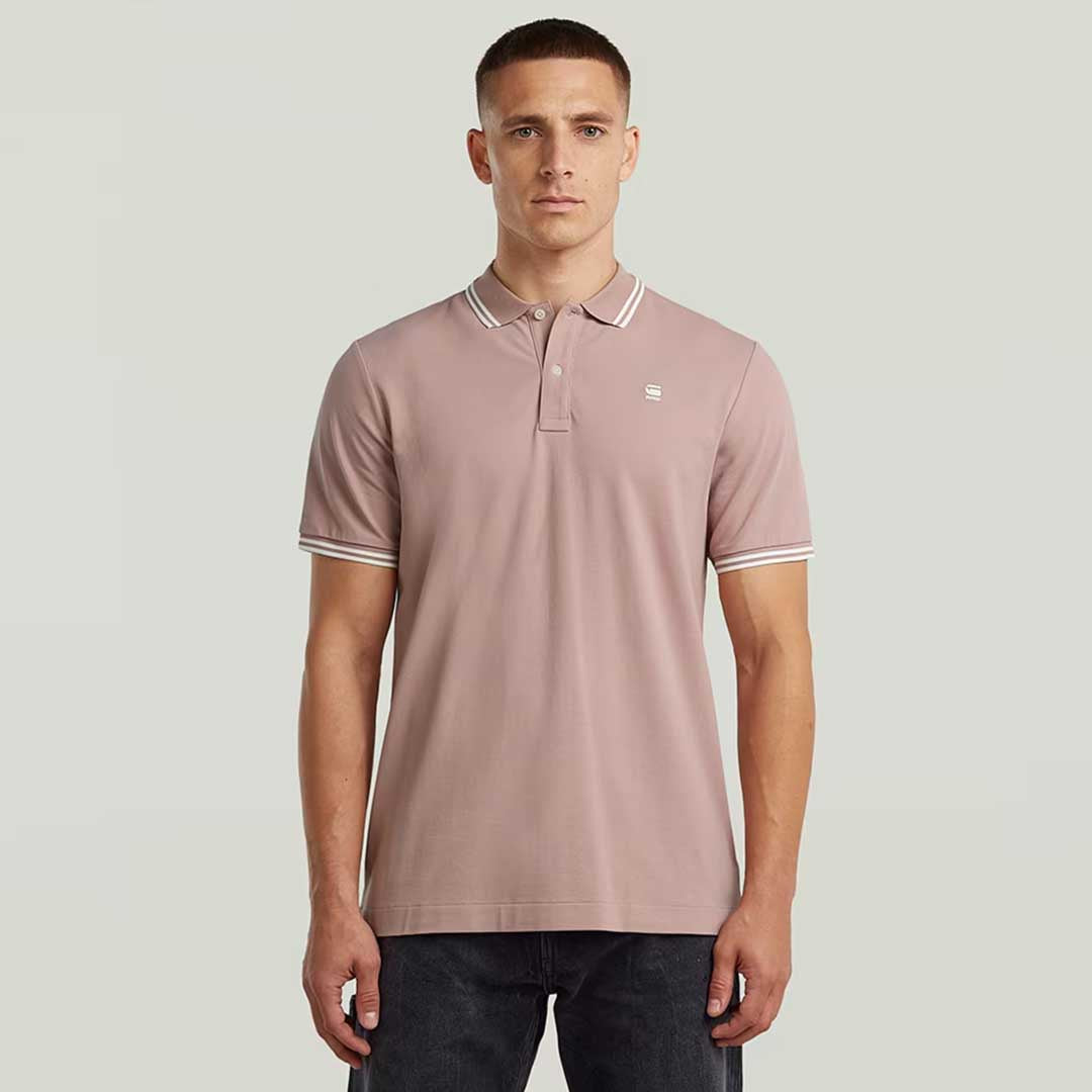 Dunda Slim Stripe Polo | Light Berry Mist