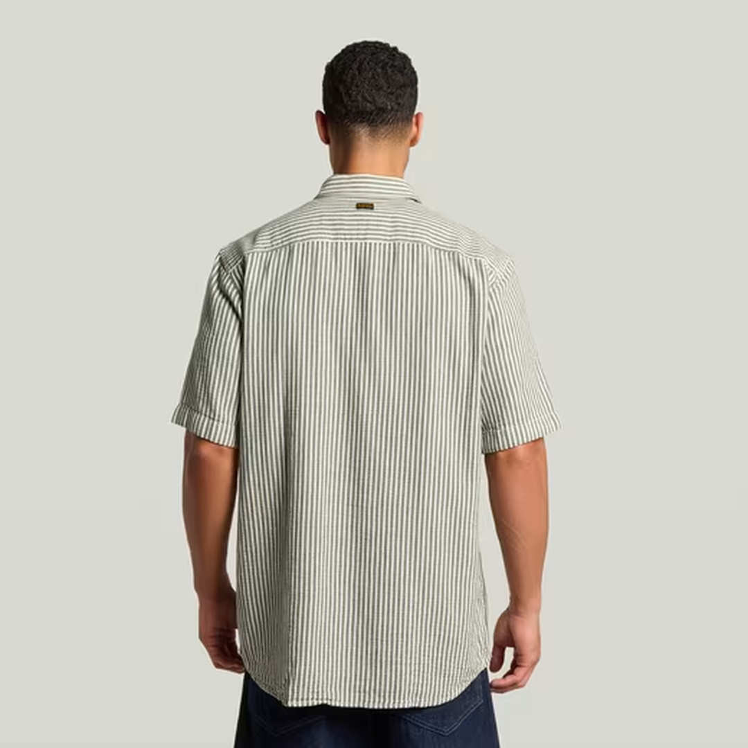 One Pocket Regular Shirt | Dark Nuri Green Wide Stripe