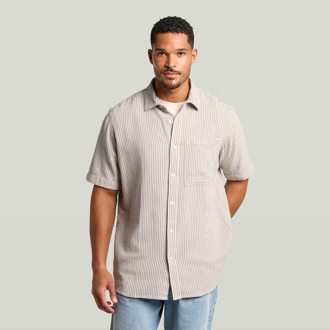 One Pocket Regular Shirt | Rank Blue Slim Stripe