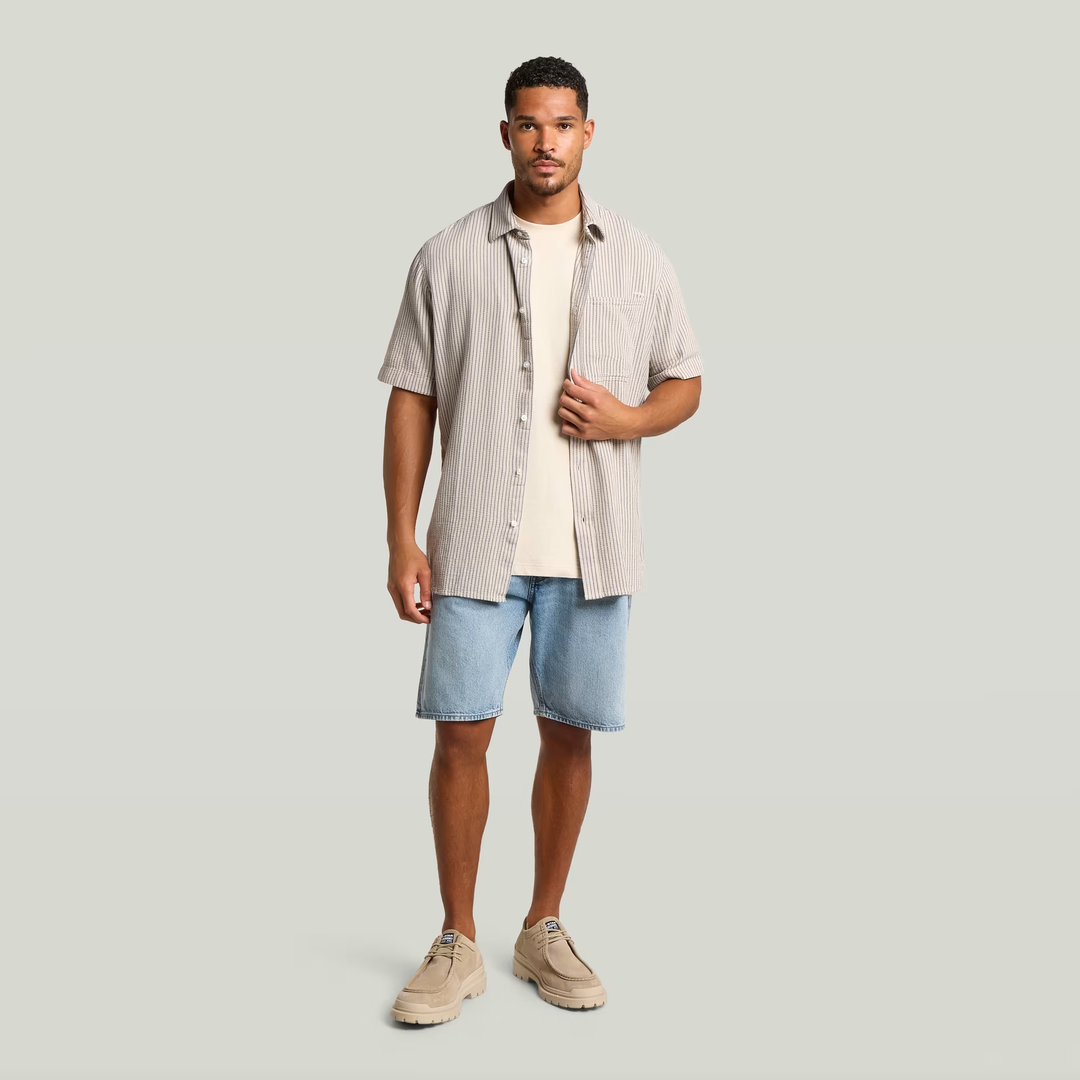 One Pocket Regular Shirt | Rank Blue Slim Stripe