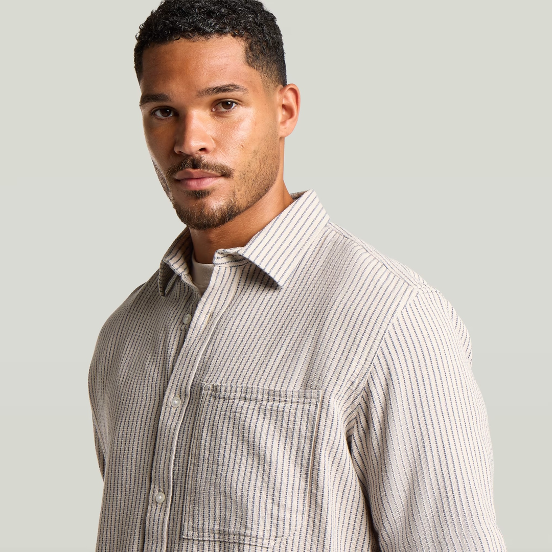 One Pocket Regular Shirt | Rank Blue Slim Stripe