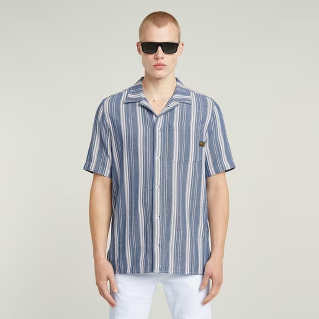 One Pocket Regular Shirt | Rank Blue Slim Stripe