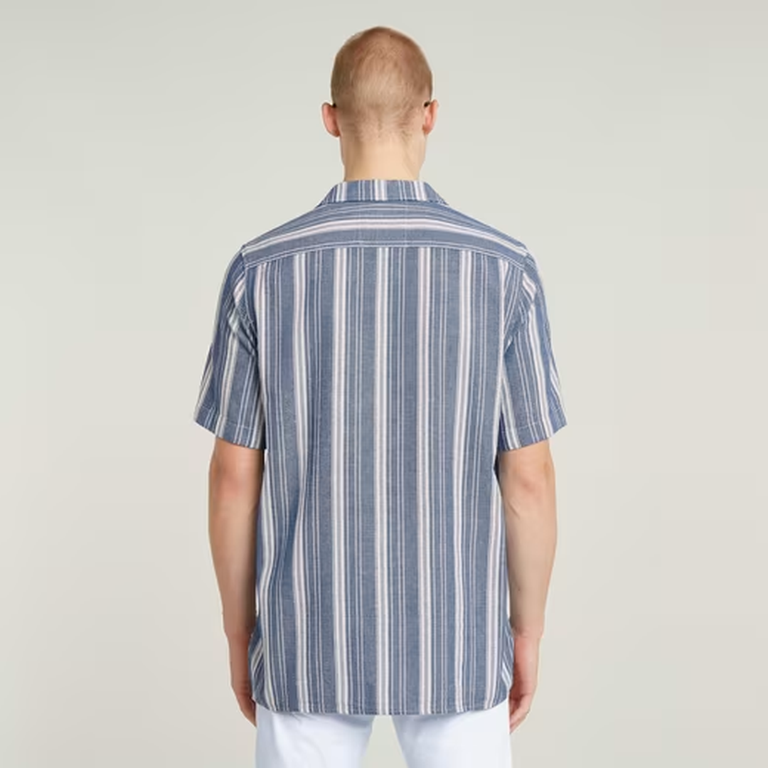 One Pocket Regular Shirt | Rank Blue Slim Stripe