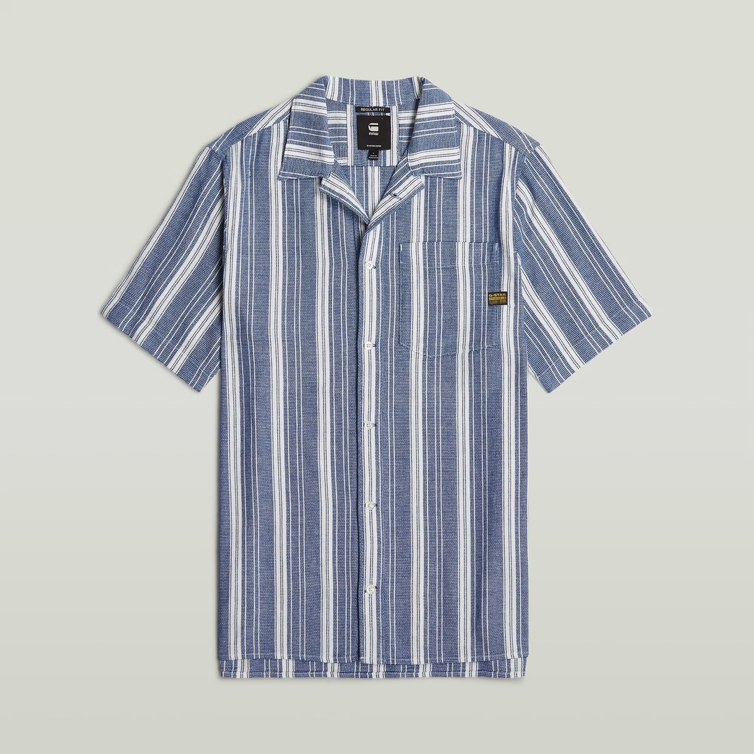 One Pocket Regular Shirt | Rank Blue Slim Stripe
