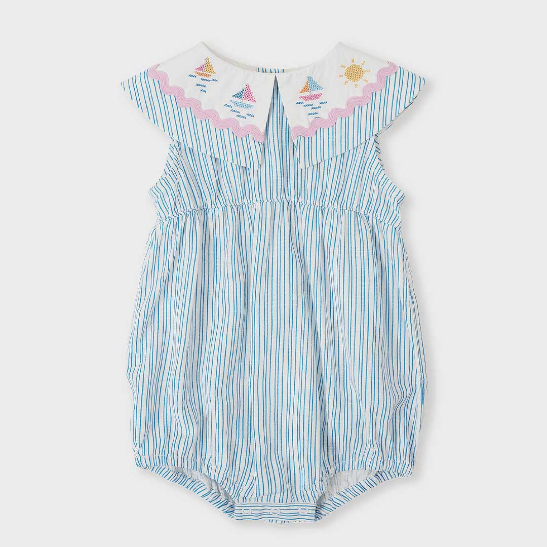 Ava Collared Romper | Sailor Stripe