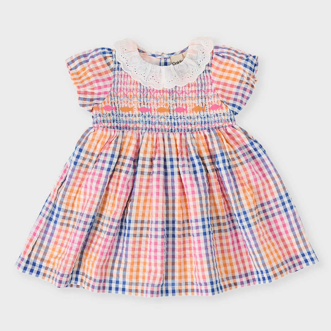 Flo Smocked Dress | Rainbow Gingham