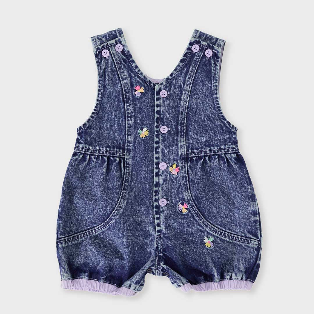 Nina Pastel Petals Romper | Dark  Denim