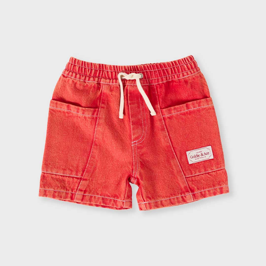 Noah Denim Pocket Shorts | Apple Red