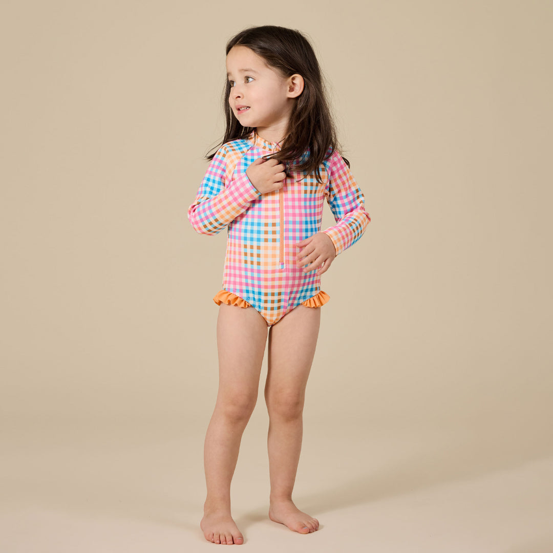 Frill Swimsuit | Gingham Rainbow