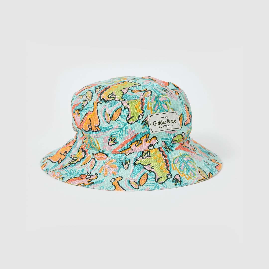 GOLDIE DINO JUNGLE LINEN BUCKET HAT