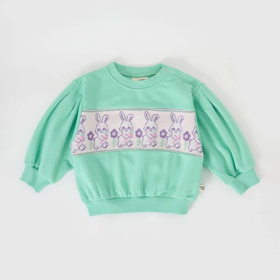 HAZEL PUFF SLEEVE BUNNY SWEATER | MINT