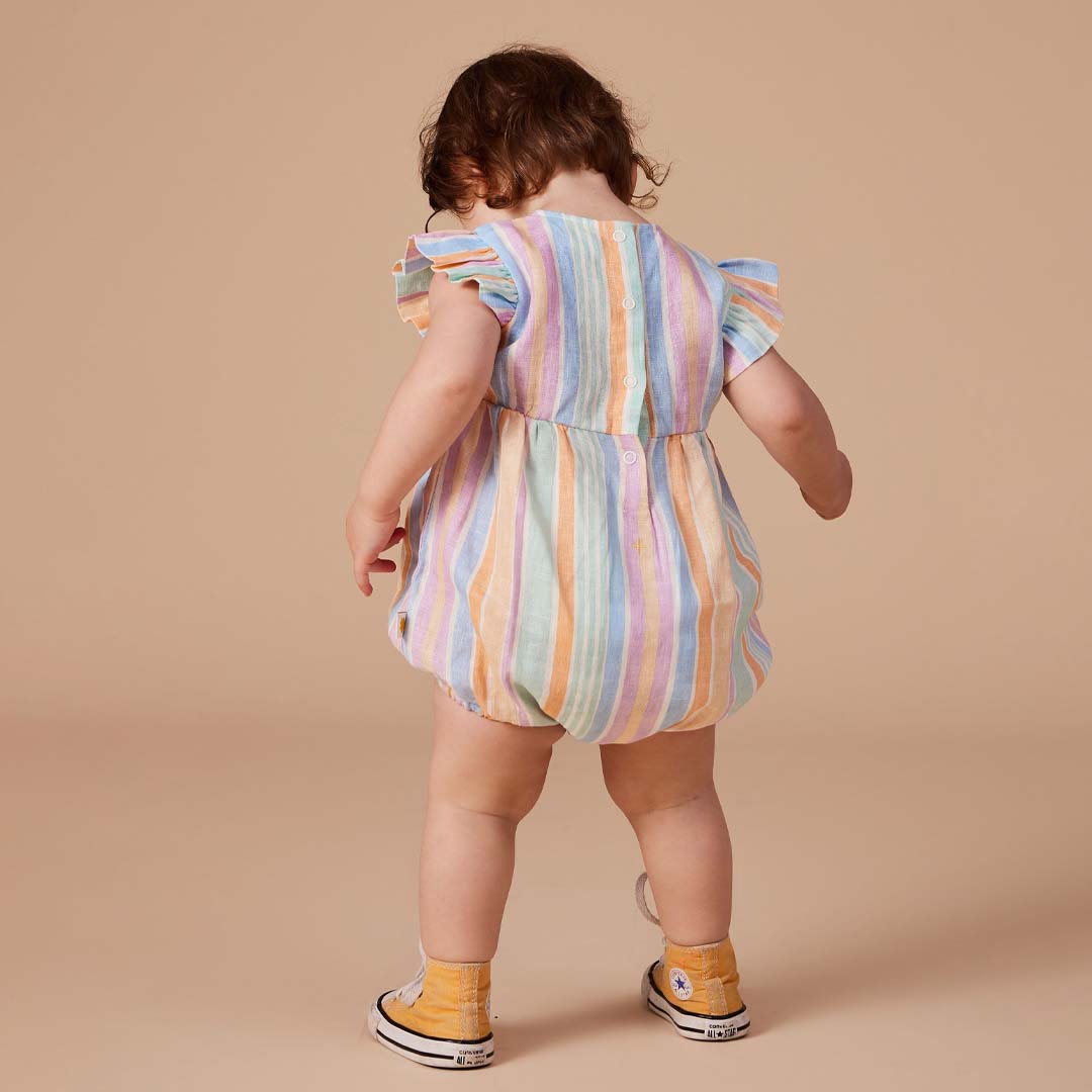 LANI LINEN ROMPER | PASTEL STRIPE