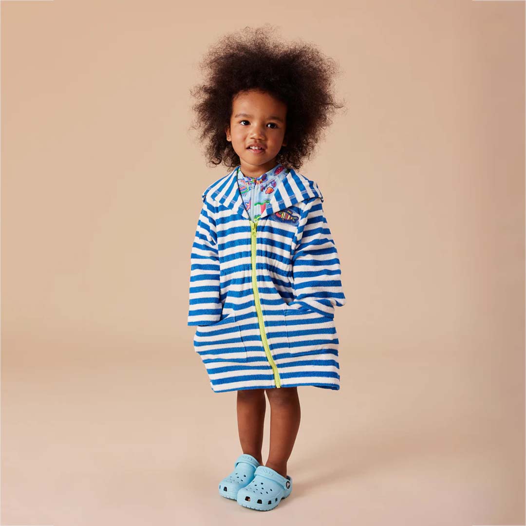 LITTLE FISHY TERRY TOWELLING COVER UP | AZURE STRIPE