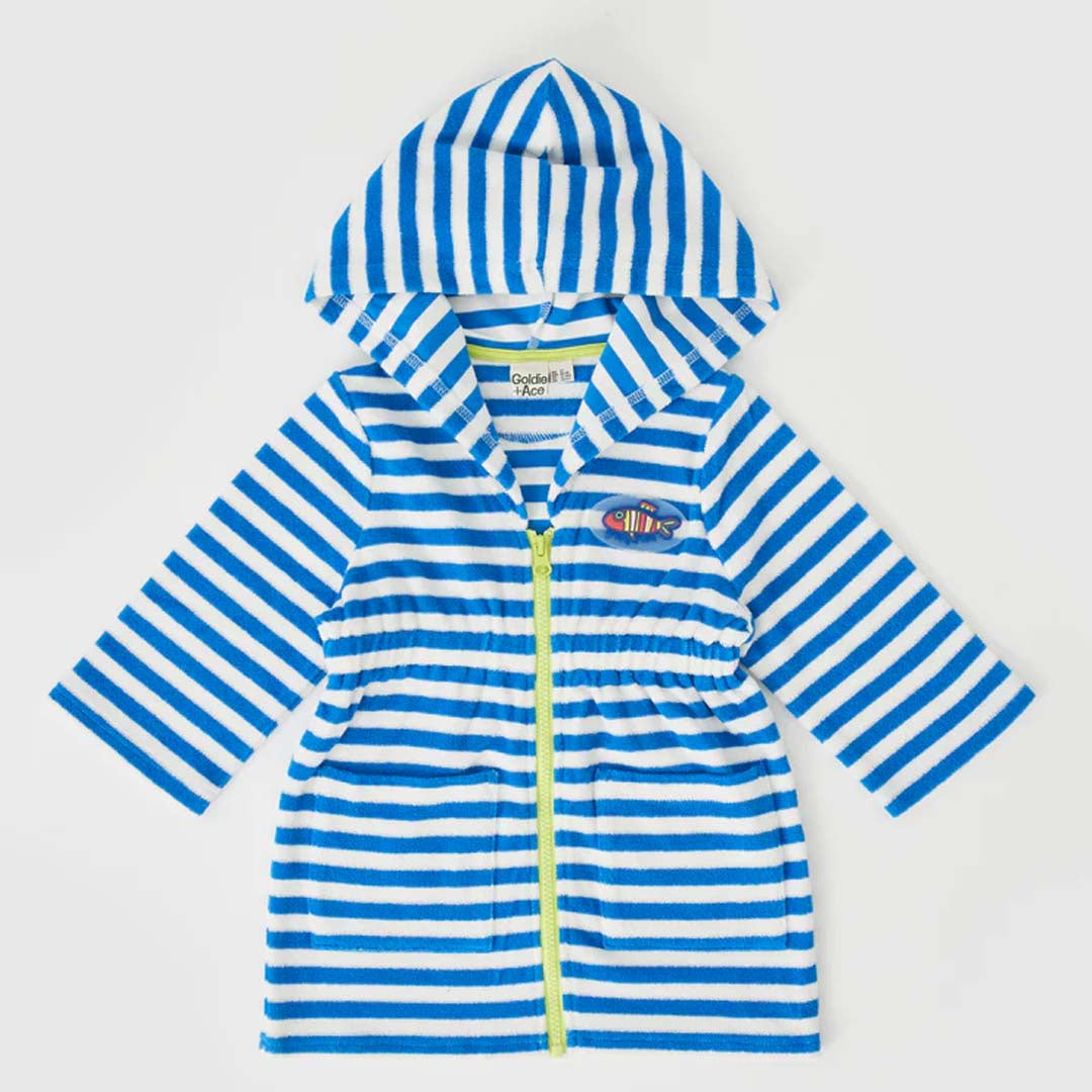 LITTLE FISHY TERRY TOWELLING COVER UP | AZURE STRIPE