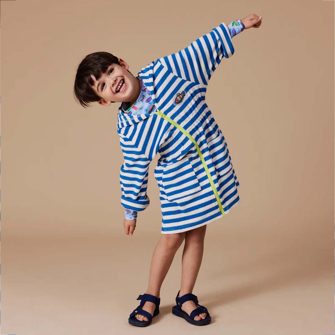 LITTLE FISHY TERRY TOWELLING COVER UP | AZURE STRIPE