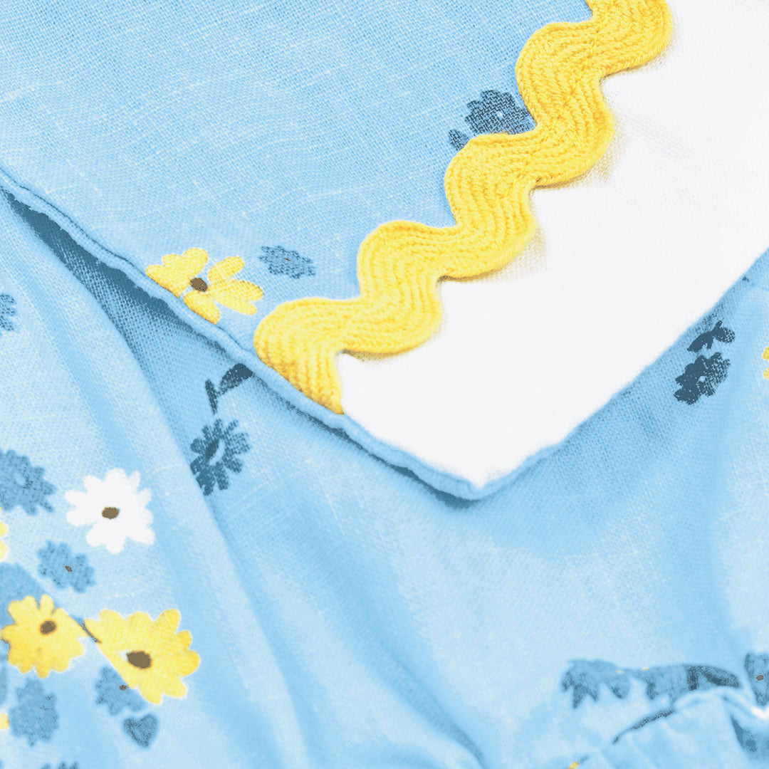 Floral Ava Collared Romper | Sky Blue — product view