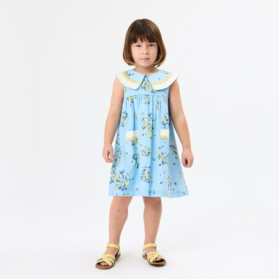 Floral Lucy Dress | Sky Blue — lifestyle view