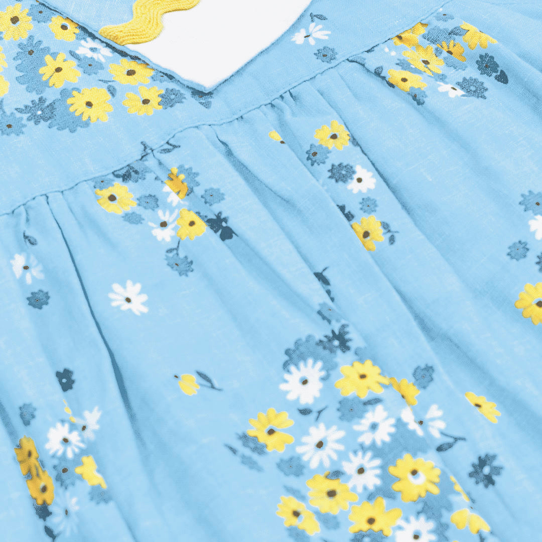 Floral Lucy Dress | Sky Blue — product view