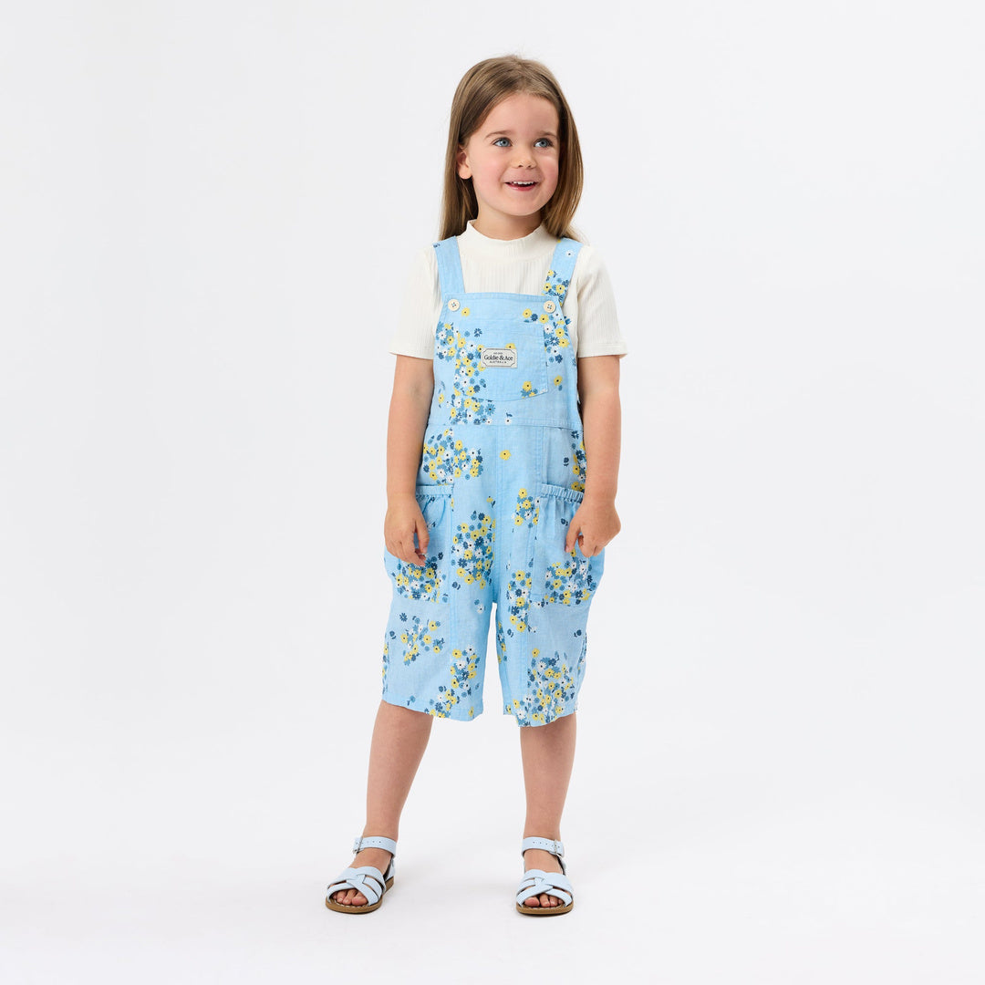 Floral Nikki Pocket Overalls | Sky Blue — lifestyle view