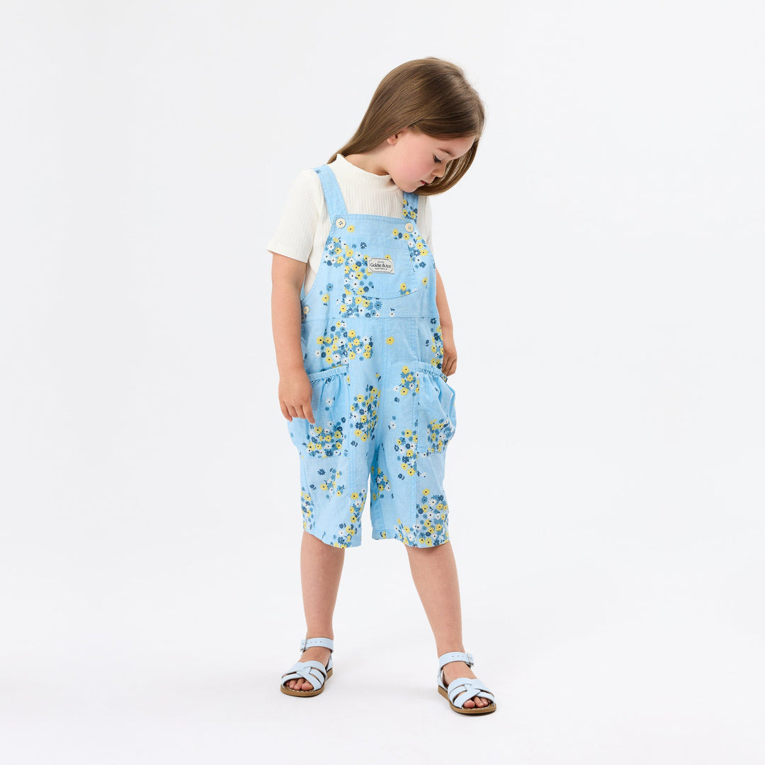 Floral Nikki Pocket Overalls | Sky Blue — lifestyle view
