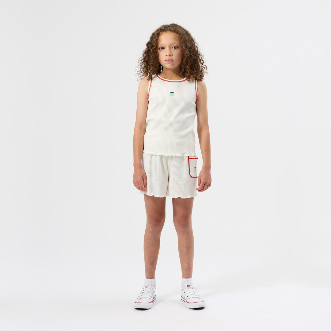 Rib Apple Shorts | White/Red — lifestyle view