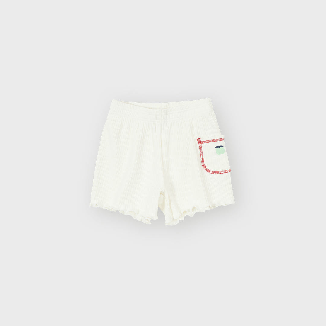 Rib Apple Shorts | White/Red — product view
